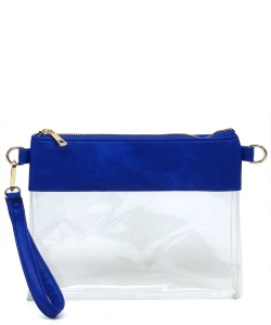 Fashion See Thru Transparent Clutch Crossbody Bag AD200T ROYAL BLUE /